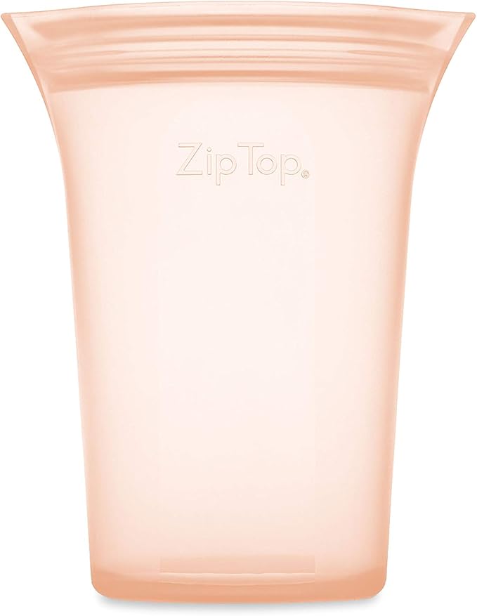 Zip Top Reusable Food Storage Bags | Medium Cup [Peach] | Silicone Meal Prep Container | Microwave, Dishwasher and Freezer Safe | Made in the USA - Image 2