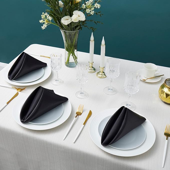 MDS® Pack of 150 Satin Napkins 12 x 12 Inch, Soft Silky Reusable Cloth Dinner Table Napkins for Wedding Décor, Reception, Birthday, Parties, Banquets, Catering, Restaurants & Hotel - Black - Image 2