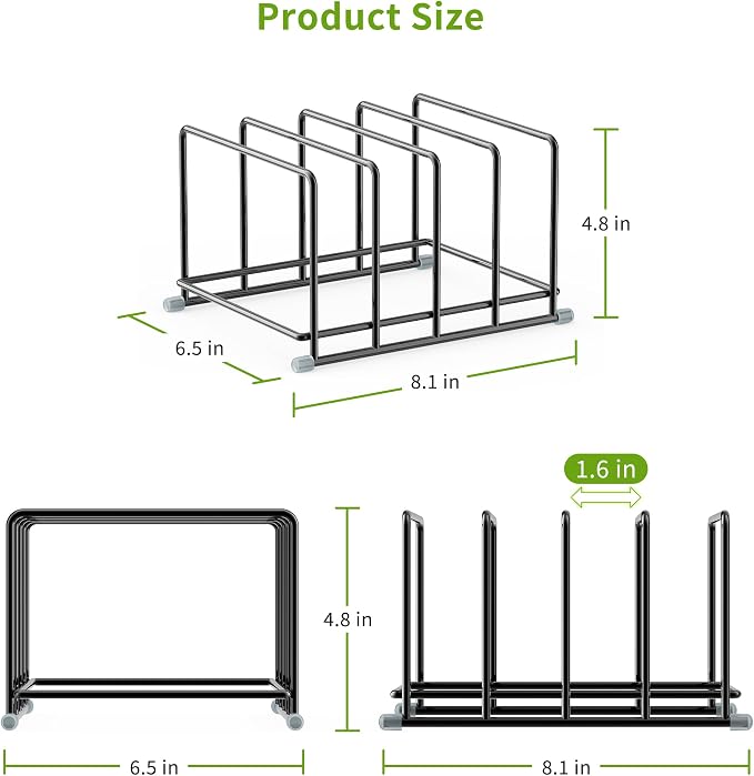 Cutting Board Organizer-1.6in Wide Kitchen Cutting Board Holder Stand for Pan,Baking Sheets,Cookie Sheets with 4 Slots,Baking Sheet Oragnizer(2PC-Medium) - Image 2