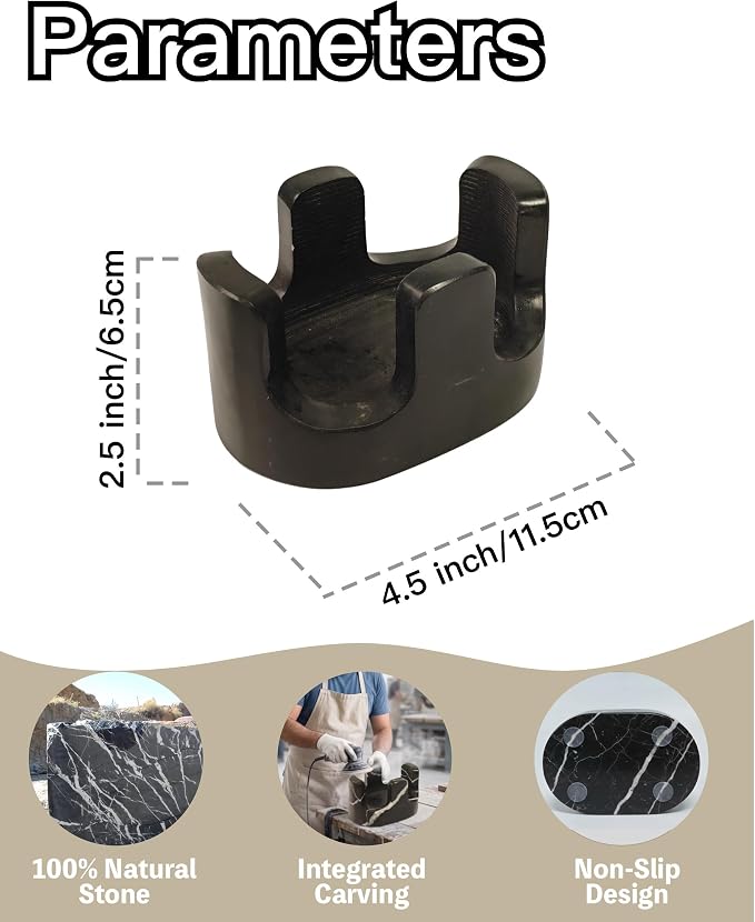 Black Marble Sponge Holder for Kitchen Sink, Dual Slot Stone Caddy, Nero Marquina | 2-in-1 Natural Marble Sponge & Brush Holder, Raised Edge Helps Catch Water, Keeps Countertop Dry, Luxury Kitchen Decor - Image 2