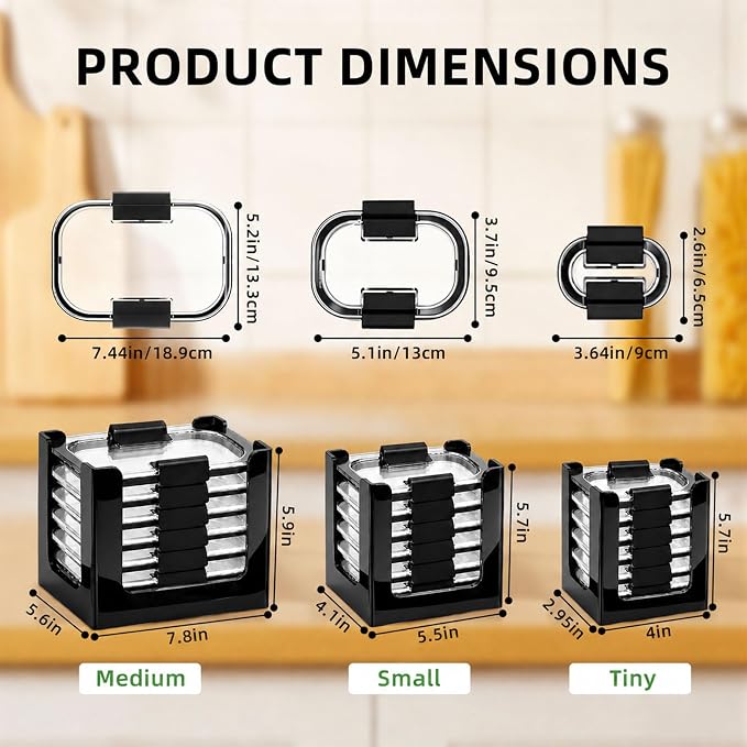 3PCS Food Container Lid Organizer Fit for Rubbermaid Brilliance Nap-on Lids | Black Acrylic Stackable Lid Holder Rack, Holds 24 Lids, Fits 0.5, 1.3, 3.2 & 4.7 Cup Lids, Stackable Kitchen Storage - Image 2