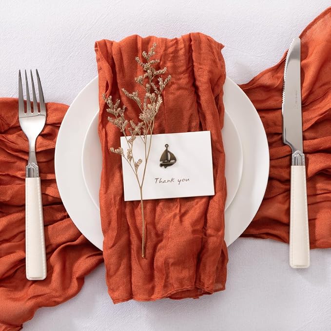 Burnt Orange Cheesecloth Napkins Terracotta Cloth Napkins Bulk,Set of 50 | 21''x21'',Washable Boho Table Gauze Fabric Napkins,for Wedding Baby Bridal Shower Dinner Party Decor - Image 4