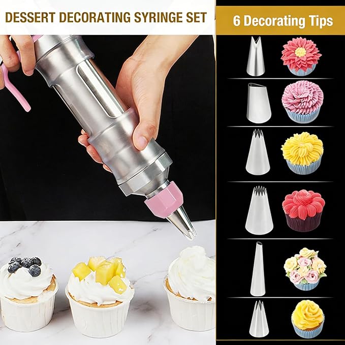 309 PCS Cake Decorating Kit with Storage Case, 73 Stainless Steel Piping Gun & Tips, Baking Frosting Decorating Tools for Beginners (White) - Image 3