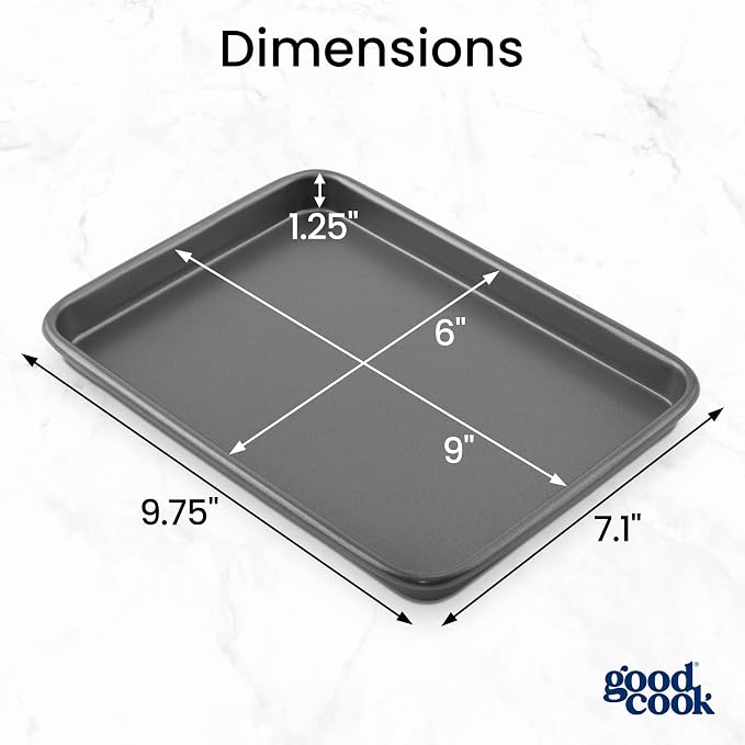 GoodCook Everyday Toaster Oven Mini Baking Sheets Set of 2 Set of 2 Heavy-Gauge Steel Baking Pans with Scratch-Resistant Nonstick, 9 x 6.2-Inch, Gray - Image 4