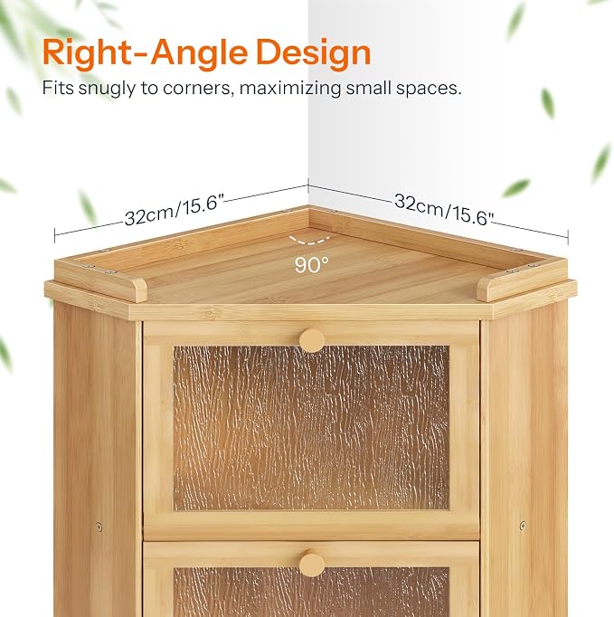 HOOBRO Bread Box, Corner Bread Box for Kitchen Countertop, 2-Tier Bamboo Bread Box, Food Storage Box, Bread Storage Container with Shelf, Bread Bin for Kitchen, Dining Room, Natural YL19MB01 - Image 6