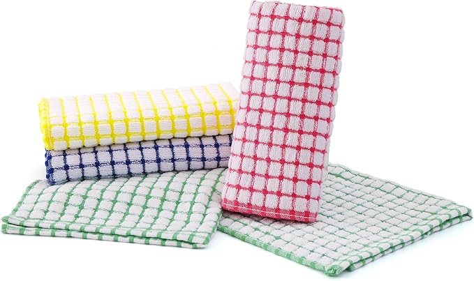 Kitinjoy Cotton 8 Pack Terry Kitchen Dish Cloths, Green | 12 x 12 Inches Super Soft and Absorbent Dish Rags, Quick Drying Dish towels for Washing Dishes - Image 9
