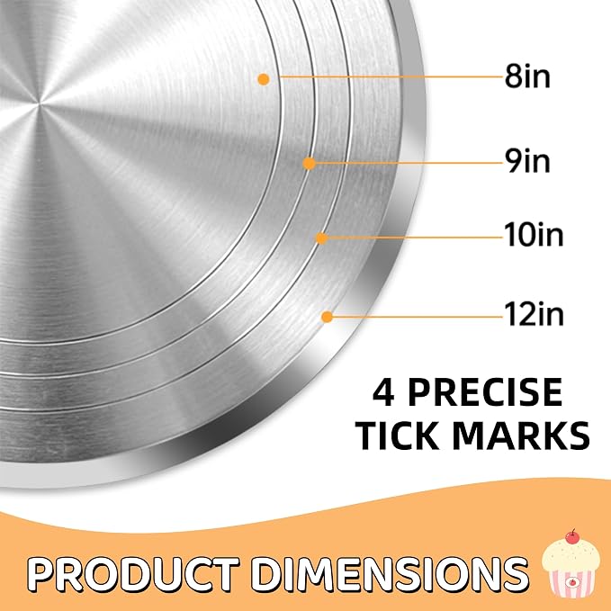 12-Inch Aluminum Alloy Cake Turntable for Frosting, Ultra-Smooth Rotating Icing Stand with Non-Slip Base, Heavy-Duty Decorating Rotating Cake Stand for Baking, DIY Crafts, and Cake Decoration - Image 5