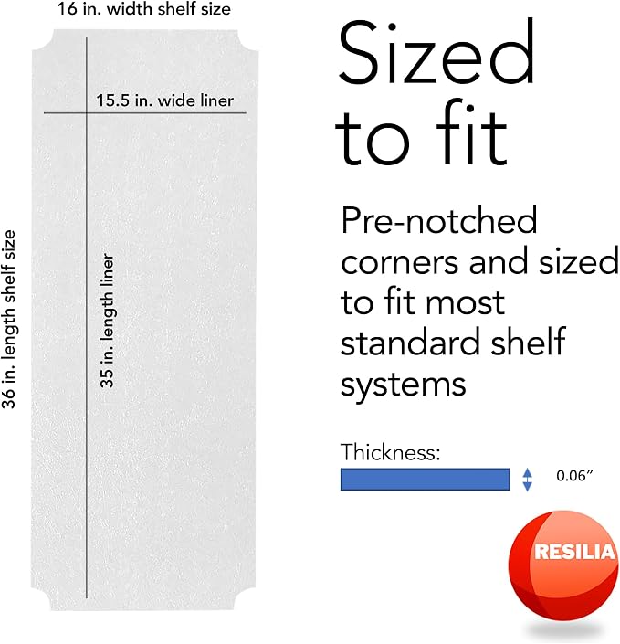 RESILIA Shelf Liner Set for Wire Shelving Rack – 5 Pack, 16 Inch Long x 36 Inch Wide, Clear Plastic Vinyl Covers for Kitchen, Pantry, & Garage Racks, Made in The USA - Image 3