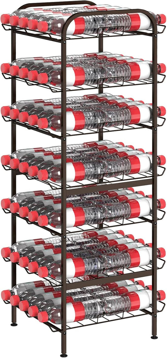 smusei Water Bottle Organizer 7 Tier Free Standing Vertical Metal Water Bottle Rack Shelf Adjustable Water Bottle Beverage Drink Stand Holder for Kitchen Pantry Food Storage, Bronze by smusei