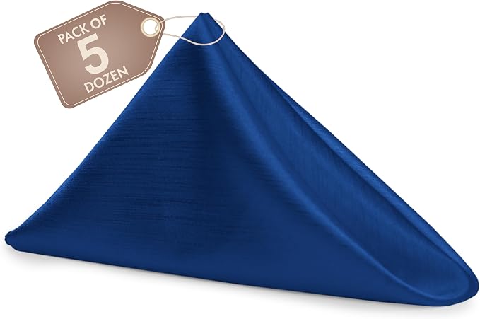 17 x 17-Inch Shantung Satin Cloth Napkins, Royal Set of 60 by UltimateTextile