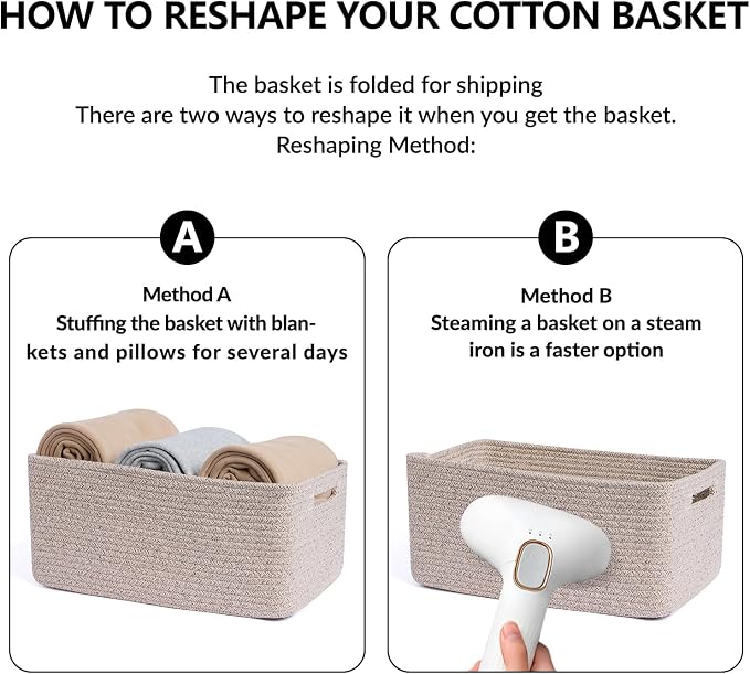 MiniArk Large Storage Baskets for Shelves, 17 x 13 x 7.5” Closet Organizers Bins for Clothes Blanket Towels, Baby Nursery, Toy Baskets Box, Woven Rope Baskets, 3 Packs Mixed Brown - Image 7