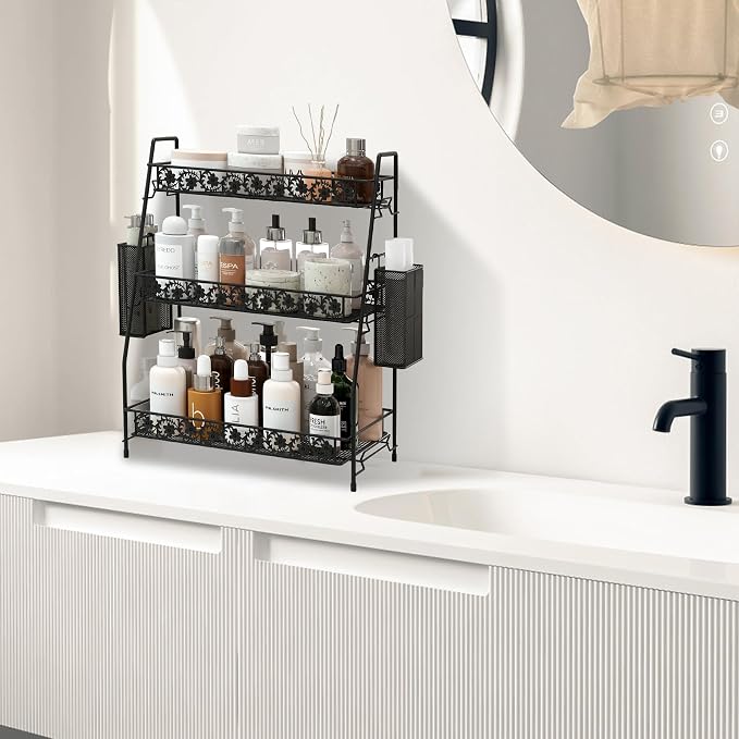 3 Tier Shelf Storage Rack Organizer for Countertop Spice Racks | Organizer for Spice Racks Snacks in Kitchen/Sink/Bedroom/Living room/Office/Plant Full Metal - Image 4