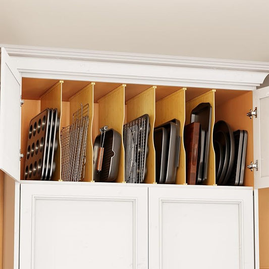 SpaceAid 6 Pack Tray Dividers for Cabinets, Pressboard Kitchen Cookie Baking Sheet Organizer for Cabinet, Vertical Pan and Trays Organizers for Pantry Storage by SpaceAid