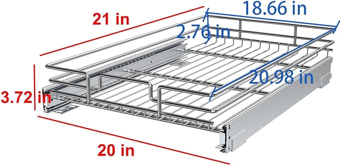 Pull Out Cabinet Organizer, Heavy-Duty Metal Sliding Drawer Shelf for Kitchen Cabinets, Chrome, Doesn't Include Door Fittings (20 * 21 IN) - Image 4