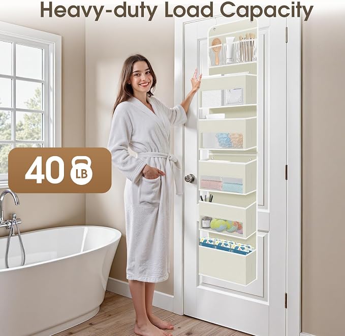 1Pack Over The Door Organizer Large Capacity Hanging Storage Room Organizer | 40 lb Capacity, Ultra-Sturdy, Detachable, Mesh Design with Clear Window, Space-Saving Organizer for Pantry, Nursery & Closet - Image 5
