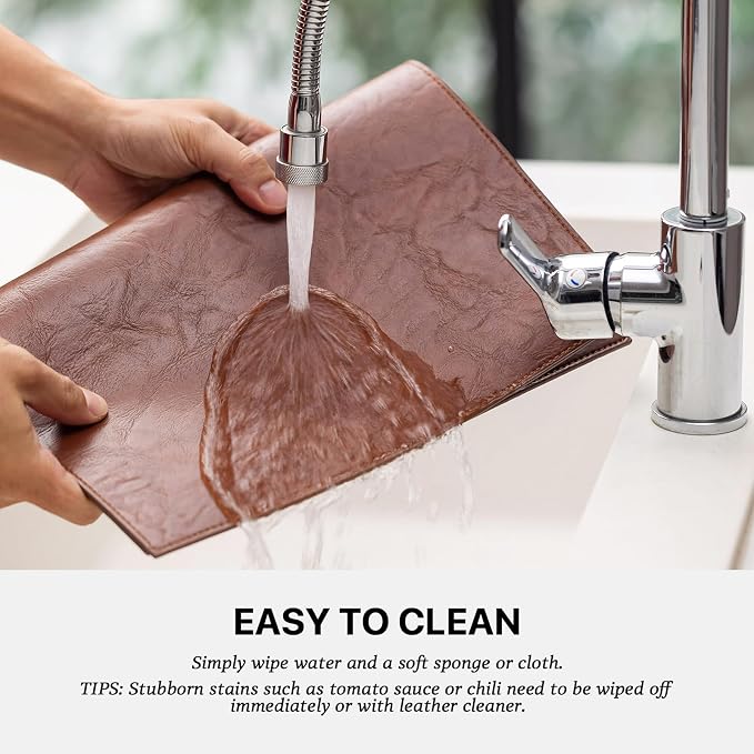 Baroyal Faux Leather Placemats Set of 4 Vinyl Washable Wipeable Table Mats for Kitchen Dining Table Heat Resistant Waterproof Indoor/Outdoor Placemats Non-Slip Easy Clean Place Mats (Reddish Brown) - Image 3