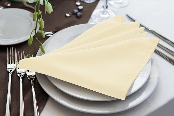 Utopia Home [24 Pack, Ivory] Cloth Napkins 17x17 Inches, 100% Polyester | Hemmed Edges, Washable and Reusable Ideal for Parties, Weddings and Dinners - Image 4
