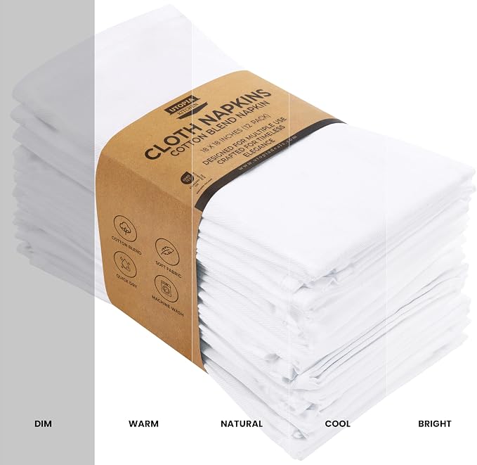 Utopia Kitchen Cotton Blend White Cloth Napkins [12 Pack, 18x18 Inch] | Absorbent Washable and Reusable for Dinner, Restaurant, Lunch, Wedding and Hotel - Image 5