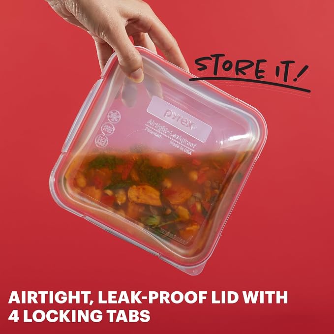 Pyrex Freshlock (5-Pack, 4 Cup) Glass Food Storage Containers Set | Meal prep containers with BPA-free plastic airtight locking lids, freezer, dishwasher, & microwave safe - Image 3