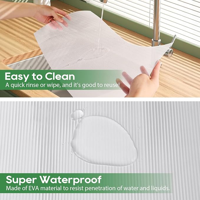 Anoak Shelf Liner Cabinet Liner, Non Adhesive Drawer Liner, Washable 12 Inch x 10 FT(120 Inch) Waterproof Durable Non-Slip Shelf Liner for Kitchen, Drawer, Refrigerator Stripe Clear - Image 3