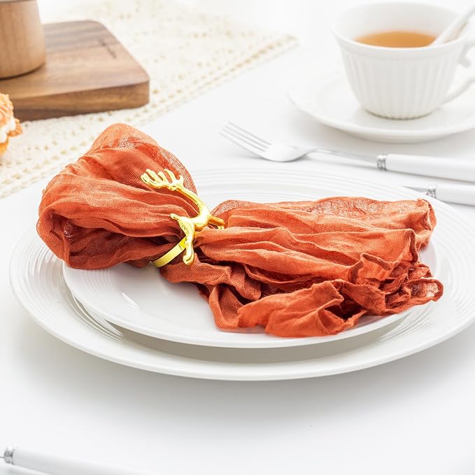 60 Pack Orange Cheesecloth Napkins 21x21 Inches Orange Cloth Napkins Set of 60 Washable Dinner Table Napkins for Wedding Bridal Baby Shower Rustic Boho Cotton Gauze Family Party Table Decor - Image 5