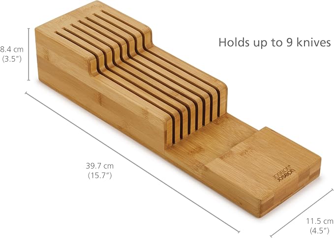 Joseph Joseph DrawerStore Compact Knife Organizer, holds up to 9 knives, Kitchen Organization & Drawer Storage, Bamboo - Image 3