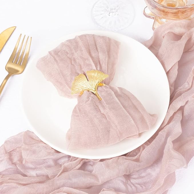 DeZerlor Pink Washable Cheesecloth Napkins Set of 12 for Wedding Party | Reusable Summer Cloth Napkins Bulk, for Bridal Baby Shower Dinner Cocktail Birthday Home, 21x21 Inches - Image 2