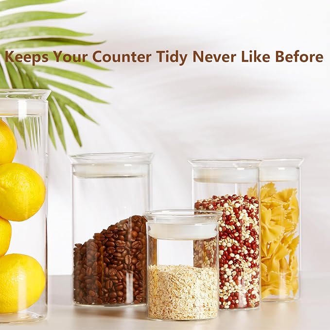 ZENS 15oz Airtight Glass Jars Set of 3, Small Food Container Spice Jars | Thick Borosilicate Clear Glass Kitchen Canisters with Airtight Lids for Herbs, Loose Tea Storage Jars - Image 5