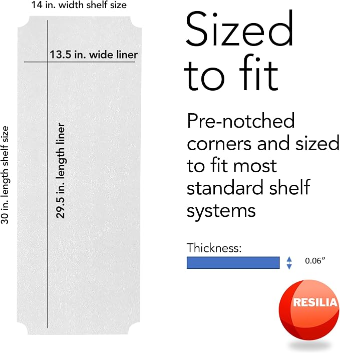 RESILIA Shelf Liner Set for Wire Shelving Rack – 5 Pack, 14 Inch Long x 30 Inch Wide, Clear Plastic Vinyl Covers for Kitchen, Pantry, & Garage Racks, Made in The USA - Image 3
