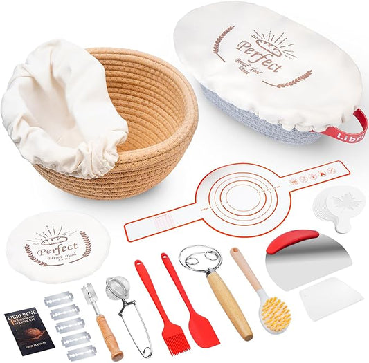 Sourdough Starter Kit,sourdough Bread Baking Supplies,Bread Proofing Basket,Sourdough Proofing Basket,Sourdough Kit Gifts for Bakers Women Wife Mom by Unknown