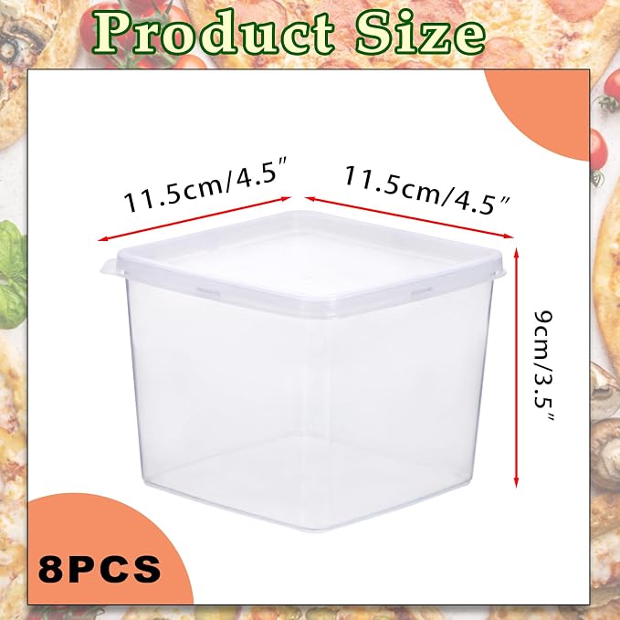 BSTKEY 8 Packs Clear Small Pizza Dough Proofing Box, Stackable Square Dough Proofing Container Reusable Bread Dough Proofing Storage Organizer with Lid Candy Cookie Storage Box - Image 3