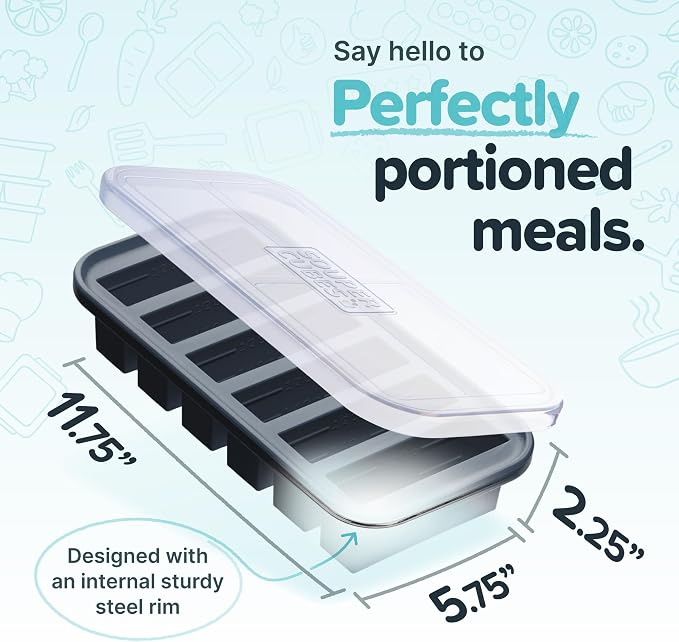 Souper Cubes 1/2 Cup Silicone Freezer Molds with Lids, Charcoal, 2-Pack | 100% Platinum-Cured Silicone Freezer Cubes, Oven & Microwave Safe, Perfect for Freezing Broth, Sauces, Sides and More - Image 4
