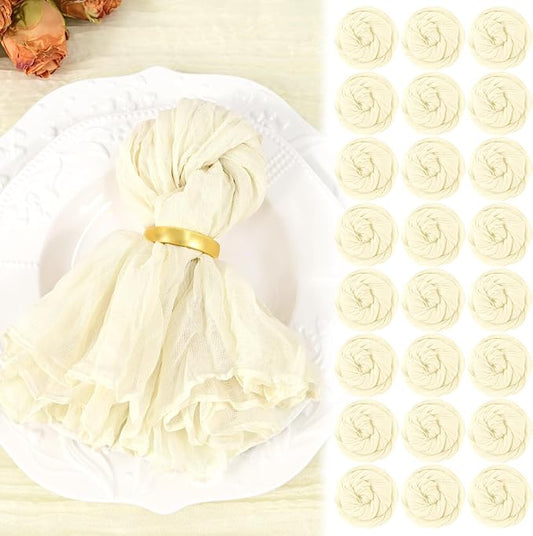 50 Pack Beige Cheesecloth Napkins 20"x20" Boho Washable Cloth Napkins Set of 50 Wrinkled Cheese Cloth Napkins Gauze Dinner Table Napkin for Wedding Party Baby Shower Birthday Decor by Showgeous