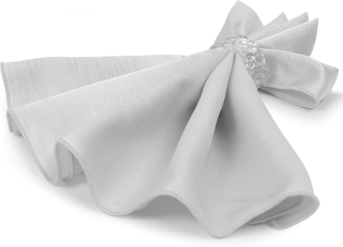 17x17-Inch Shantung Satin Cloth Napkins, Silver, Set of 60 | Bulk Case of 5 Dozen, Square, 100% Polyester Fabric, Reversible, Faux Dupioni Silk Reverse Side, Machine Washable - Image 7