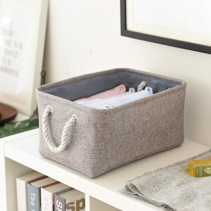 Large Storage Bins Basket, 2 Pack Grey Fabric Storage Cubes for Changing Table Nursery Livingroom Kidsroom Playroom Toy, Collapsible Storage Baskets for organizing Shelves Closet - Image 8