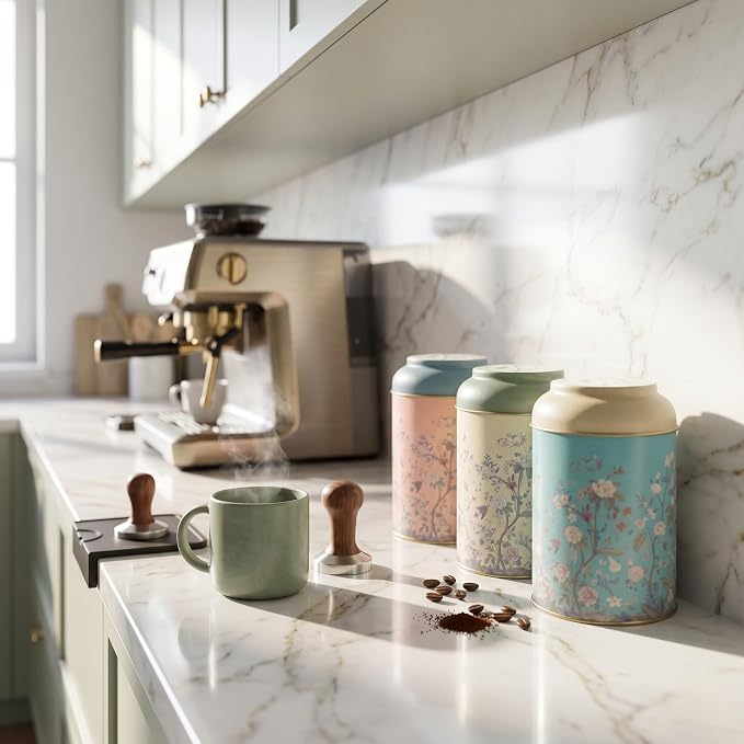 MARIA ROMA 7 Pcs Bread Box Set for Kitchen Countertop and Canisters Sets for the Kitchen Ideal for Bread Basket Sugar Container Coffee Canister Tea Tin Breadbox Vintage and Rustic Model - Image 7