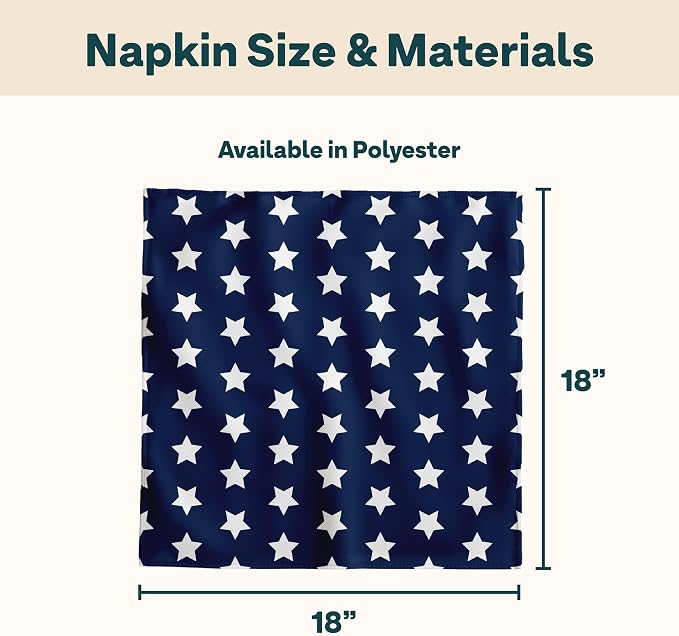Winslow & Brody Patriotic Cloth Napkins Set of 6 – Blue Dinner Napkins 18x18 Inch – 4th of July Table Decorations, Memorial Day, Independence Day Supplies – Made in USA - Image 4