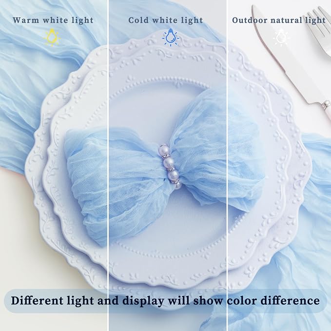 Baby Blue 60 Pack Cheesecloth Napkins Washable 21x21 Inches Baby Blue Cloth Napkins Set of 60 Bridal Baby Shower Dinner Table Napkins for Wedding Rustic Boho Cotton Gauze Summer Party Table Decor - Image 8