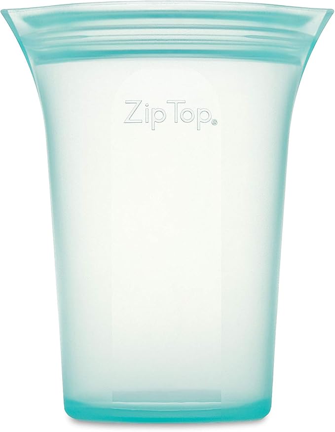 Zip Top Reusable Food Storage Bags | Medium Cup [Teal] | Silicone Meal Prep Container | Microwave, Dishwasher and Freezer Safe | Made in the USA - Image 2