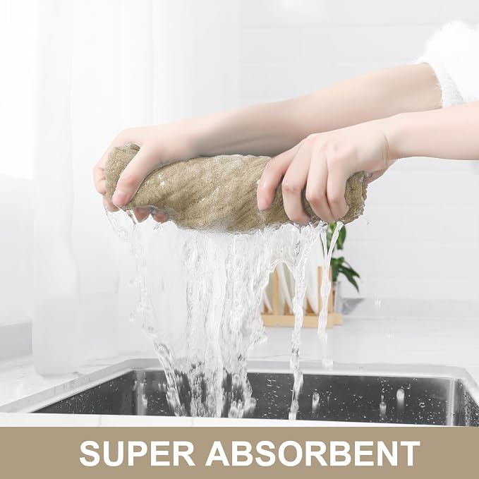 Homaxy Large Premium Cotton Kitchen Towels 16"x 28", 4 Pack, Tan | Natural Ring Spun 390 GSM Dish Towels, Super Absorbent Terry Kitchen Hand Towels, Soft Tea Towels with Hanging Loop - Image 3