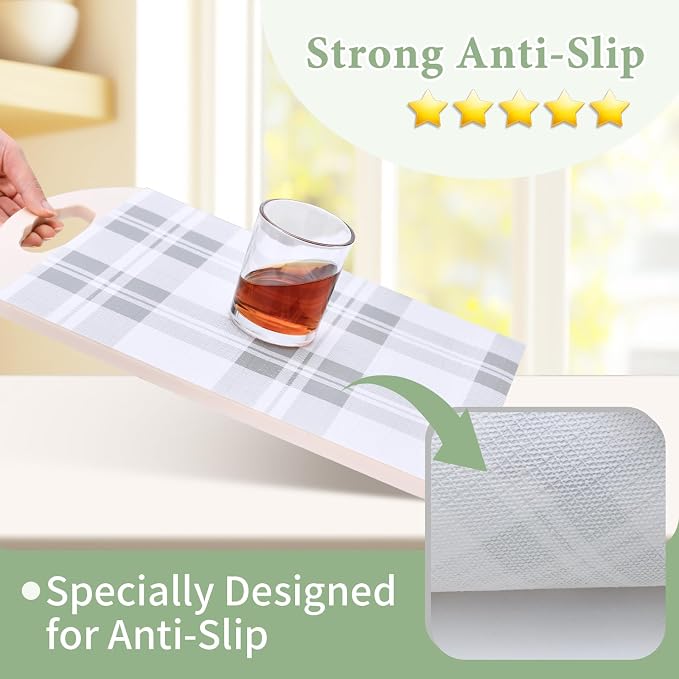 Drawer and Shelf Liner for Kitchen Cabinet: 12 in X 20 Ft Non Slip | Waterproof Shelf Paper Non Adhesive Refrigerator Liners Light Grey Lattice Easy Liners for Bathroom - Image 2