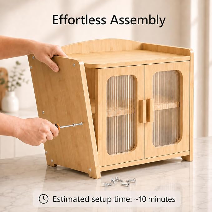 Bread Box for Kitchen Countertop, Large Capacity Wooden Bread Box, Fluted Acrylic Window Farmhouse Bread Storage, 2 Tier Corner Bread Box for Homemade Bread & Sourdough Bread, Natural Bamboo - Image 7