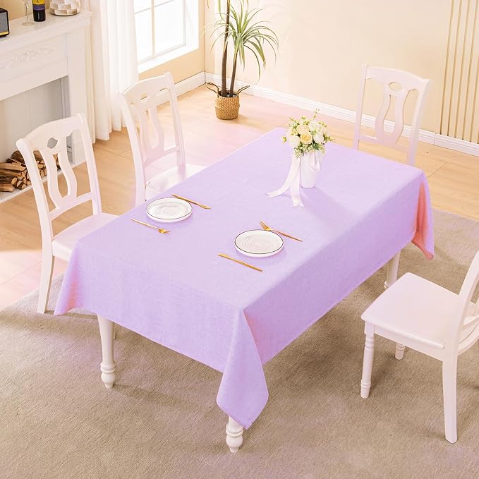 BALCONY & FALCON Rectangle Table Cloth Waterproof Lavender 95"x55" | Rectangular Washable Wrinkle Resistant Table Cloth Linen Fabric Tablecloths for Dining Party Kitchen Wedding and Outdoor Use - Image 5