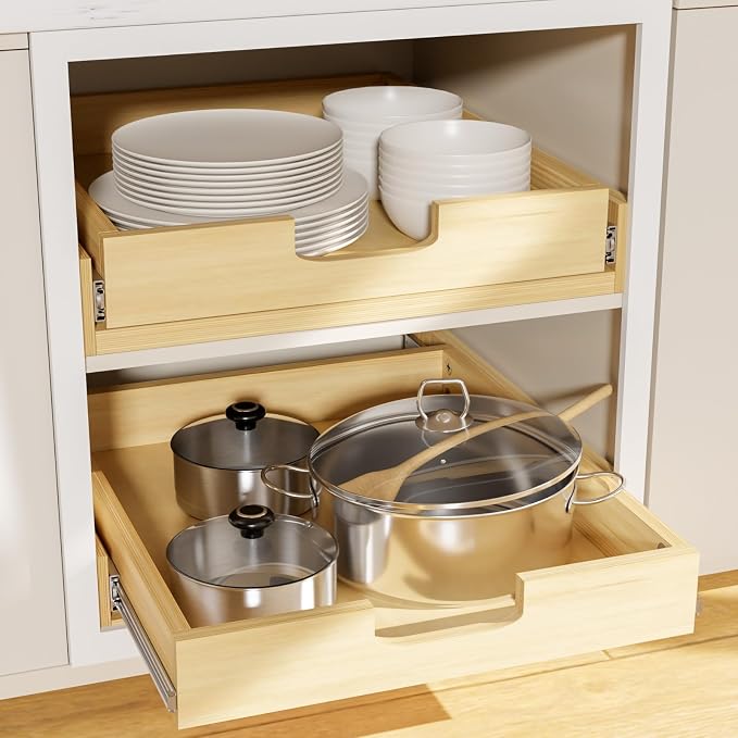 Pullout Cabinet Organizer, 17''W×21''D×3''H Slide Out Shelves for Kitchen Cabinets, Pull out Drawers for Kitchen Cabinets, Pantry, Bathroom, & Storage Organization - Image 6