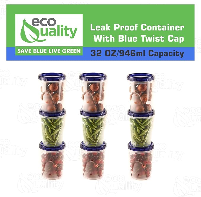 [15 PACK] 32 oz Twist Top Storage Deli Containers - Airtight Reusable Plastic Food Storage Canisters with Twist & Seal Lids, Leak-Proof - Meal Prep, Lunch, Togo, Stackable, BPA-Free Snack Containers - Image 4