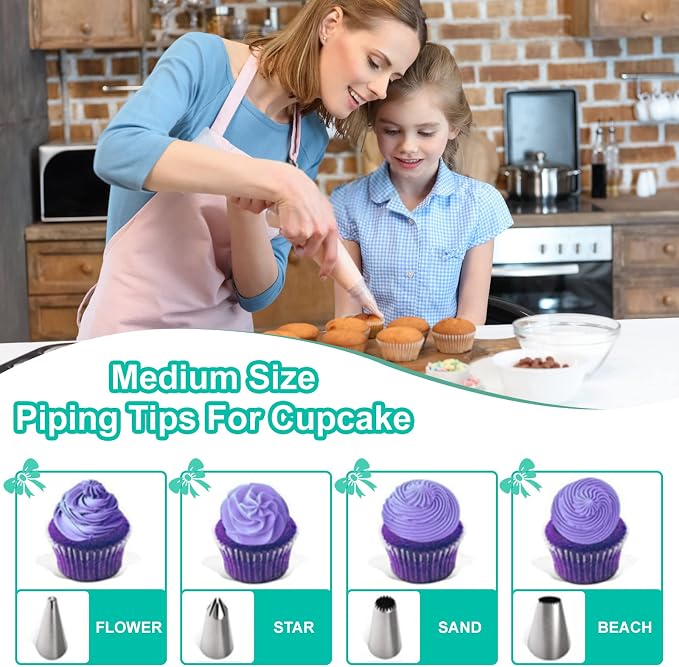 Cake Decorating Kit,Piping Bags and Tips Set,Cake Decorating Supplies,Frosting Piping Kit,Cake Baking Supplies for Beginners (488PS) - Image 2