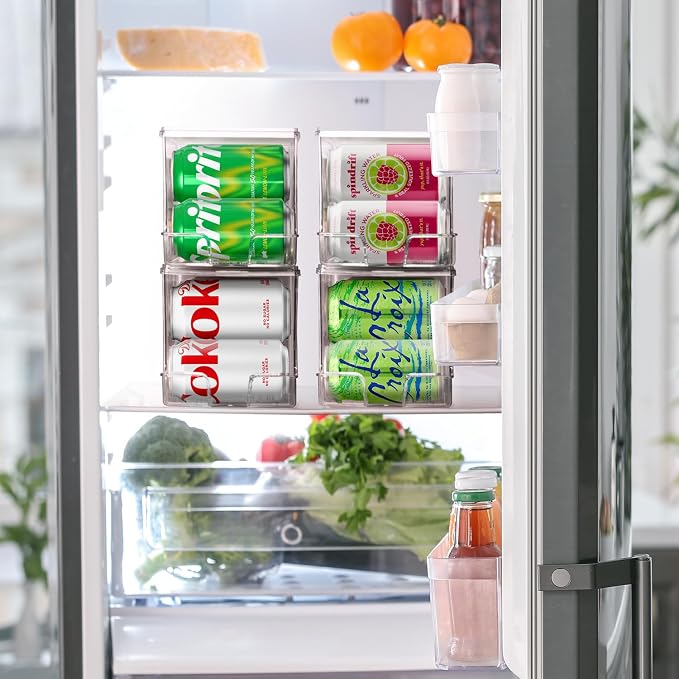 ClearSpace Soda Can Organizer & Soda Can Dispenser for Refrigerator - Fridge Organizer & Stackable Drink Organizer for Fridge, Can Organizer for Refrigerator - Holds 12 Cans Each, BPA Free - 4 Pack - Image 2