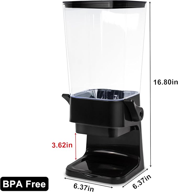 5.5 Qt Cereal Dispenser Countertop with lids, Organization and Storage Containers for Kitchen and pantry, Rice Dispenser for food, Cereal, Beans, Nuts, Snack,Oatmeal, Dog Food, Bird Seed, Black, 1Pc - Image 4