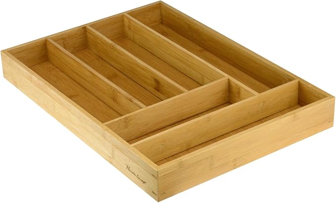 Drawer Organizer Bamboo Cutlery Tray Silverware Organizer/Utensil Holder, Drawer Dividers Organizer for Silverware, Flatware, Knives in Kitchen - Image 2