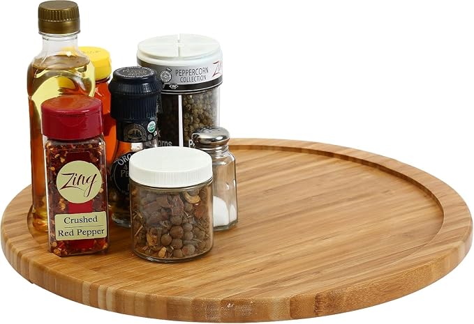 YBM Home Bamboo Wooden Non-Skid Spinner for Kitchen, Pantry, Fridge, Cupboards, or Counter Organizing, Fully Rotating Organizer - Image 4
